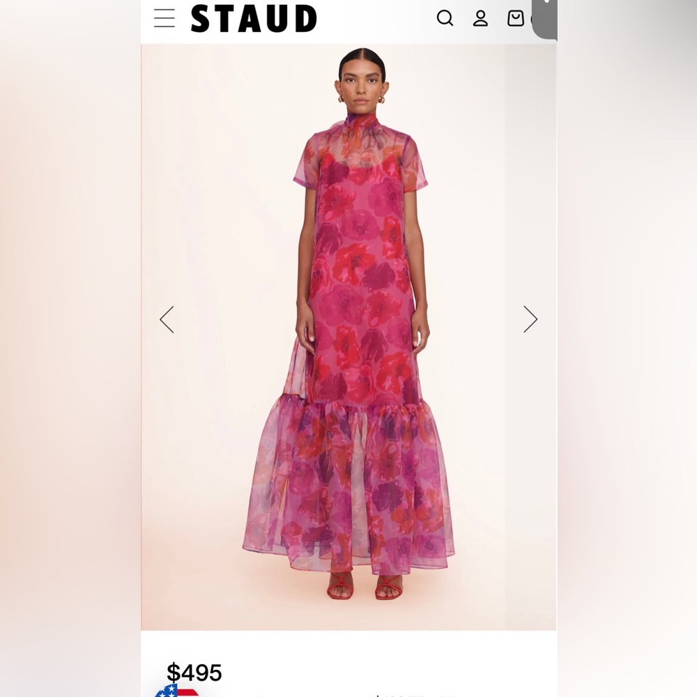Staud Calluna Dress Magenta Painted Floral
